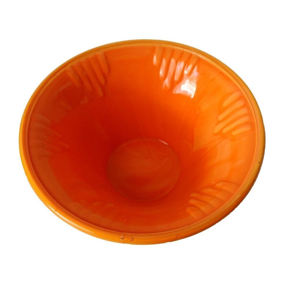 Art Deco Akro Agate Orange Dart Bowl Vase Vintage Small Planter Flower Pot